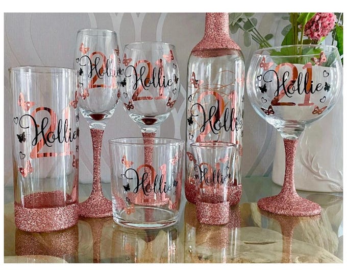 Personalised Butterfly Birthday Glassware Gifts | Custom Name, Age Decorations