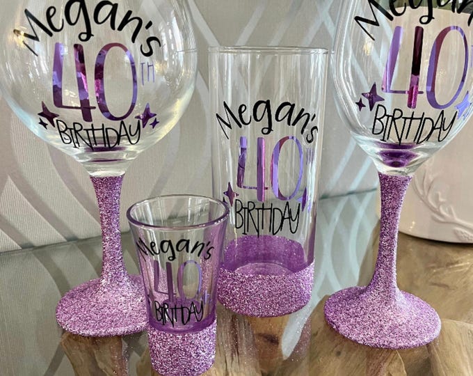 Personalised birthday gift | Custom Birthday glass |  18th 21st 30th 40th  50th Birthday gift for her | lit bottle, gin wine prosecco