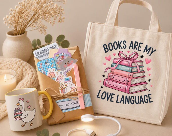 Personalised Book Lover Gift Set | Genre Choice, Surprise Book & Accessories| Tote bag| Mug| Reading light