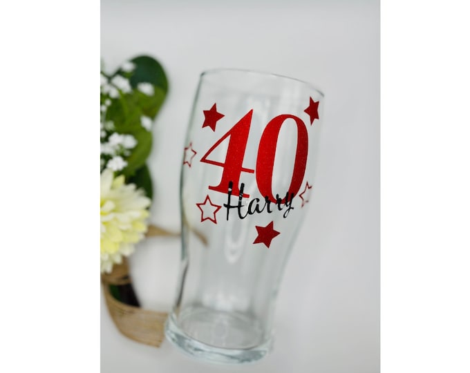 Personalised 18th Birthday Pint Glass: Handmade Celebration Gift for 21st Birthday or any age