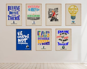 7 Pósteres de mentalidad de crecimiento: Arte positivo para el aula, decoración Montessori