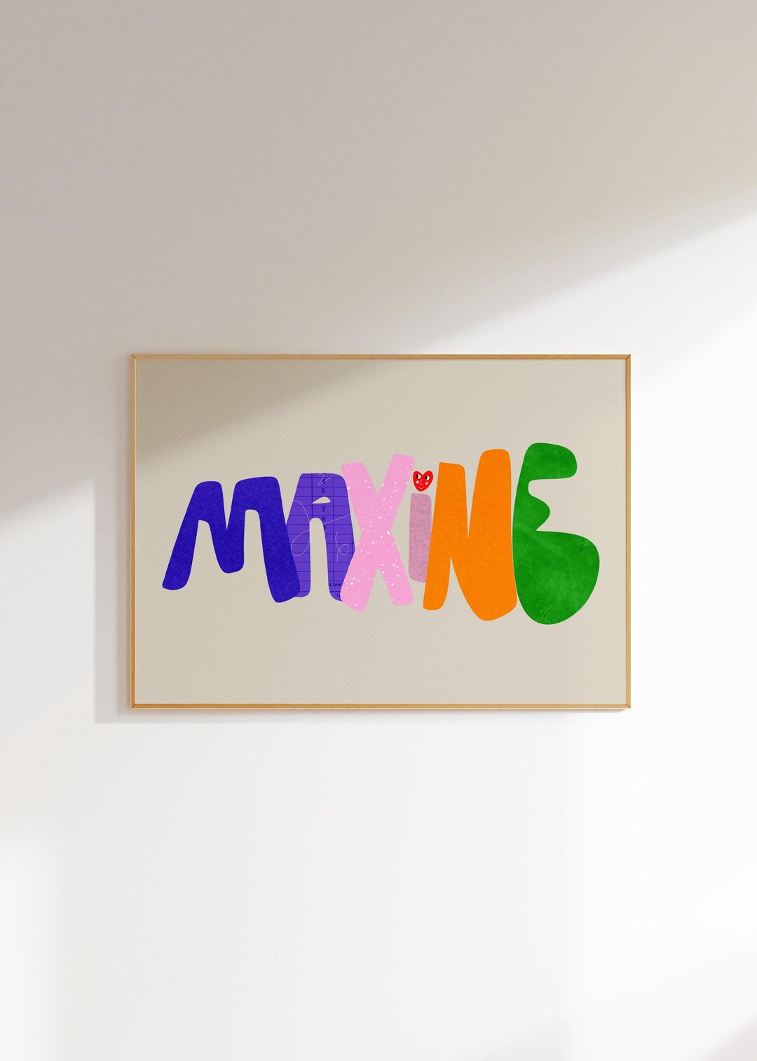 Maxine, Colorful Name Art Print, Eclectic Home Decor, Vibrant Textured ...
