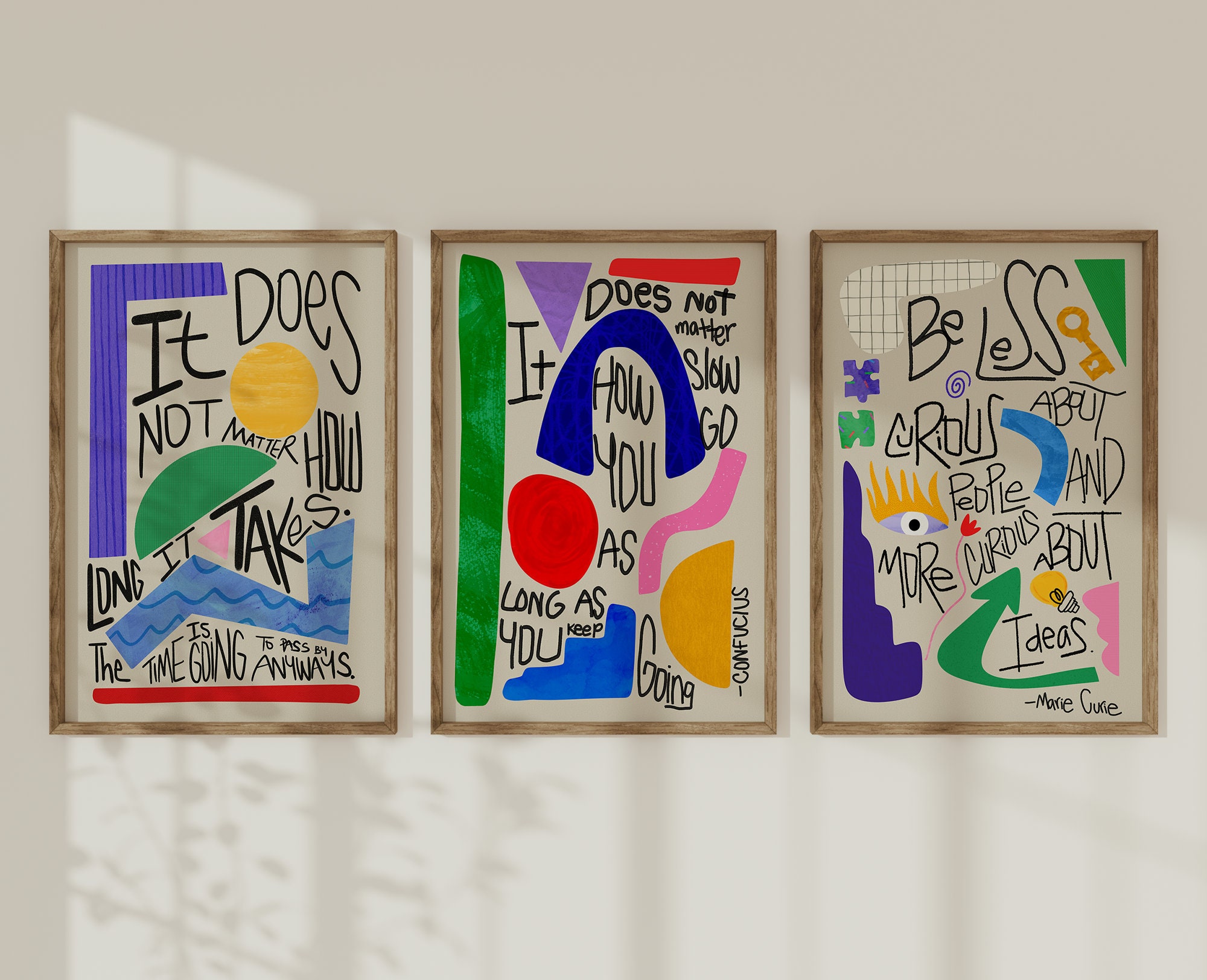 Motivational Wall Art Prints: Positive Quotes, Colorful Home Decor