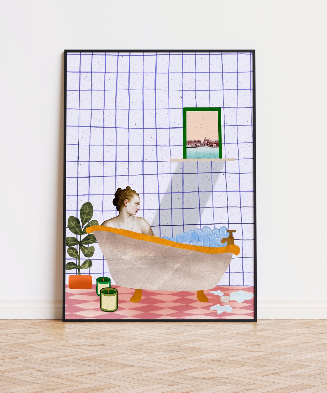 Selfcare Wall Art Lady in Bathtub Bathroom Poster Art Etsy