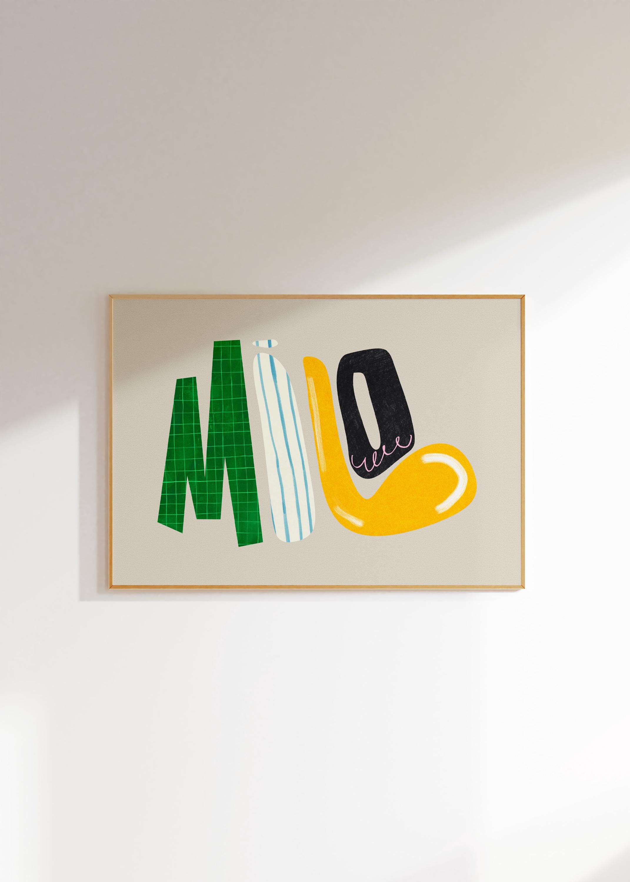 Milo Fancy Lettering Milo, Colorful Name Art Print, Eclectic Home Decor, Vibrant Textured ...