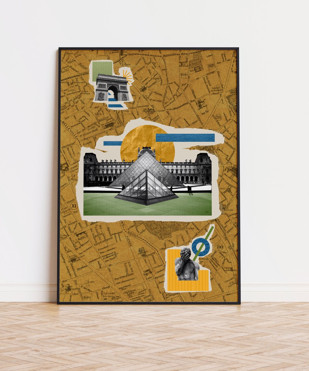 Parisian Wall Art Paris Collage Art & Map Paris Etsy