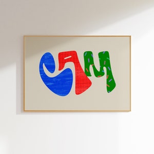 Cam, arte de pared personalizado con el nombre del niño, decoración colorida del dormitorio, impresión personalizada de letras de la habitación para niños, obras de arte educativas del alfabeto