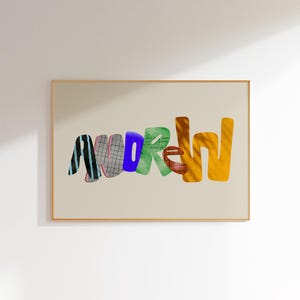 Andrew, Arte de parede com nome personalizado, Tipografia colorida personalizada, Decoração de quarto infantil, Impressão de alfabeto moderno, Arte de berçário