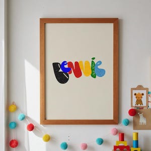 Bennie, Colorful Name Art Print, Eclectic Home Decor, Vibrant Textured Typography, Unique Graphic Design