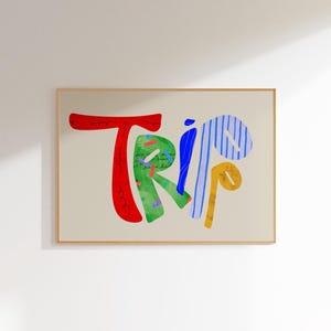 Tripp, Colorful Name Art Print, Eclectic Home Decor, Vibrant Textured Typography, Unique Graphic Design,