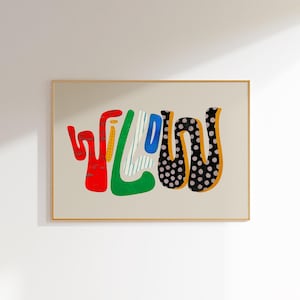 Willow, Arte de parede com nome personalizado, Tipografia colorida personalizada, Decoração de quarto infantil, Impressão de alfabeto moderno, Arte de berçário