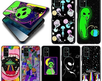 Aesthetics UFO Alien Crazy Art Protective Case for iPhone 8 X XS 11 12 13 Pro Max & Samsung S10 S20 S21 A11 A51 A52 A72 4G 5G Note Ultra +