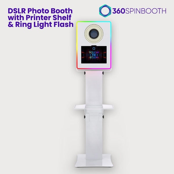 DSLR iPad Photo Booth Shell with Printer Shelf & Ring Light Flash, Photo Booth Shell, DSLR Photo Booth, iPad Photo Booth Shell, DSLR Kiosk