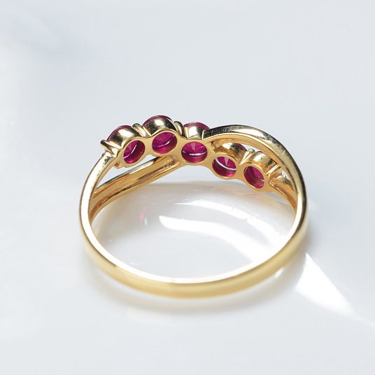 Natural Ruby Diamond Eternity Wedding Band 14K Gold Ruby Bypass ...