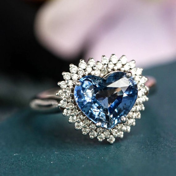 AAA 4.10 Ct Natural Sapphire Diamond Engagement Ring 14K  4.10 Ct Natural Tanzanite & Diamond 14KY Gold Ring display picture 1
