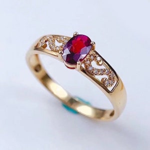 Natural Ruby Diamond Wedding Proposal Ring 14K gold Oval Ruby Proposal Ring Women Dainty Diamond Valetine Proposal Ring Ruby Gifed 14K Ring.