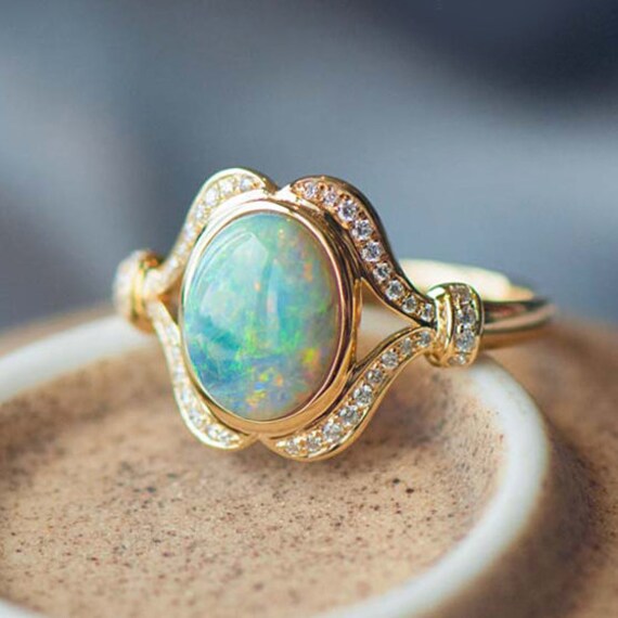 Opal and diamond vintage ring Clearance