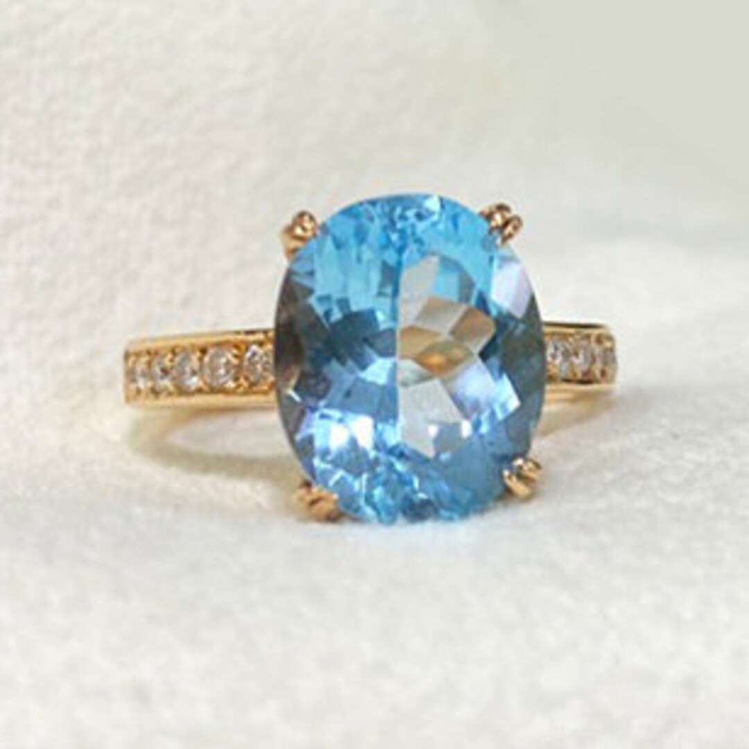 Topaz Classic Rings Swiss Blue Topaz Classic Anniversary Ring 9K Oval Topaz Cocktail Ring ...