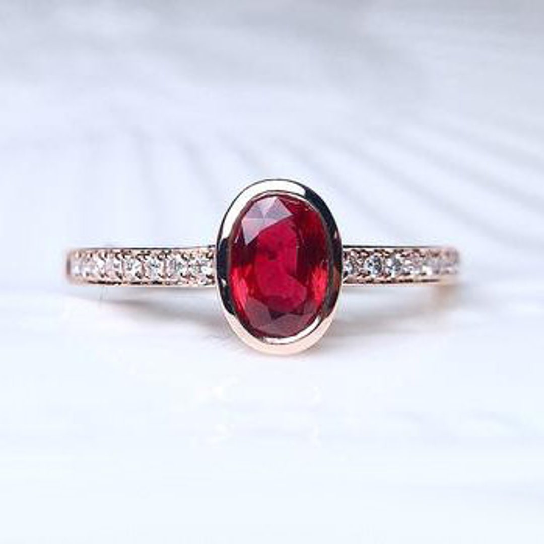 Lab Ruby Valentine Proposal Ring 9K Gold Bezel Set Ruby Classic Wedding — free download