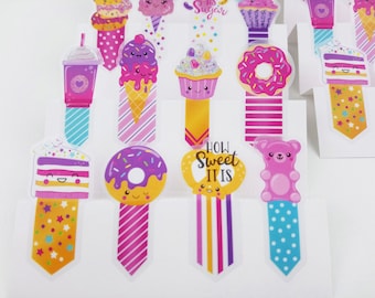 Page Flags - Cute Candy Bear & Cupcakes Sticky Tabs - 16 Kawaii Index Sticky Notes - Save the Page Sticky Notes - Page Markers