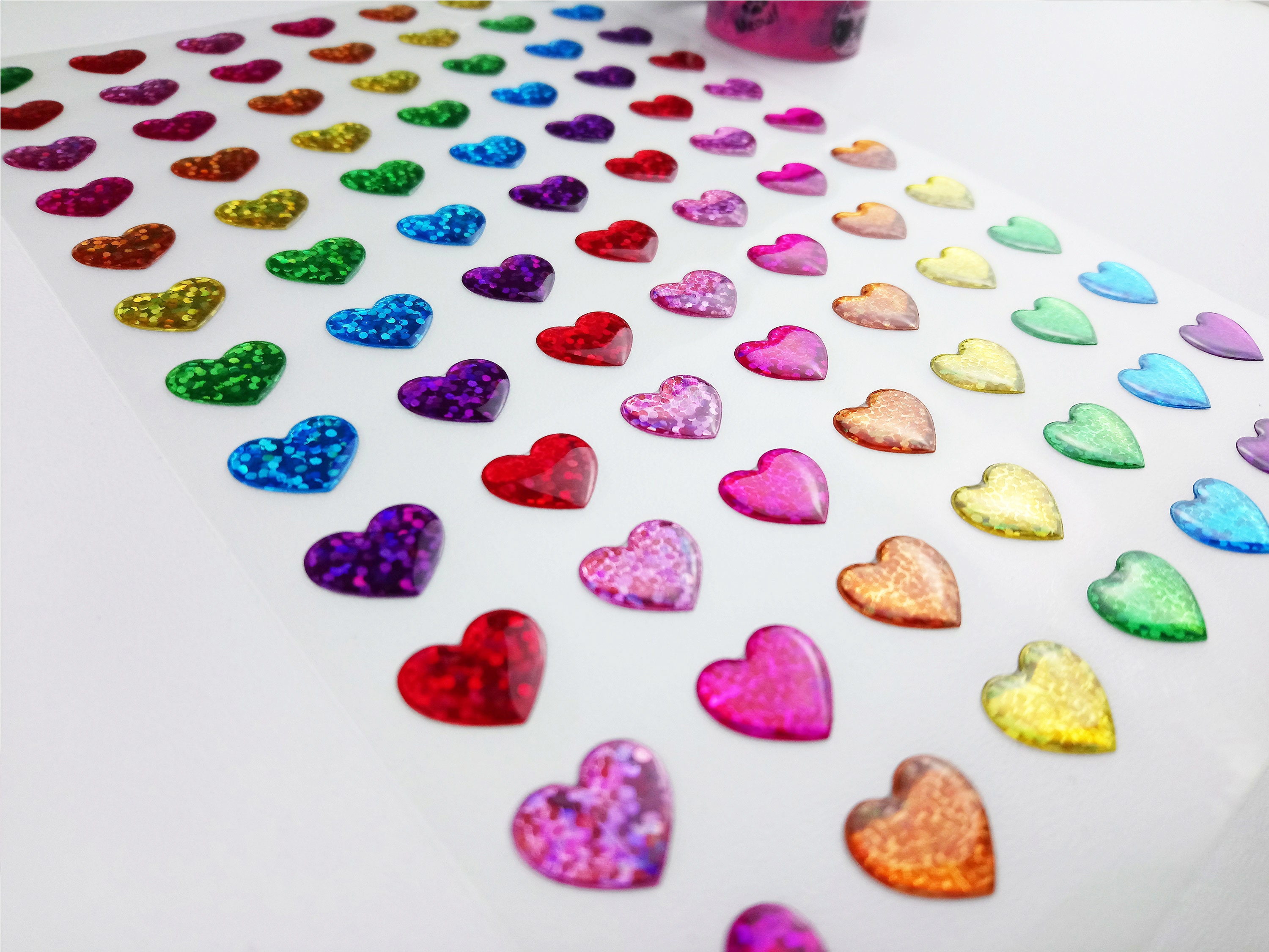 3D Colourful Glitter Heart Sticker Sheet Puffy Heart Stickers Squishy Heart  Planner Stickers Bubble Heart Stickers Sticker Sheet 