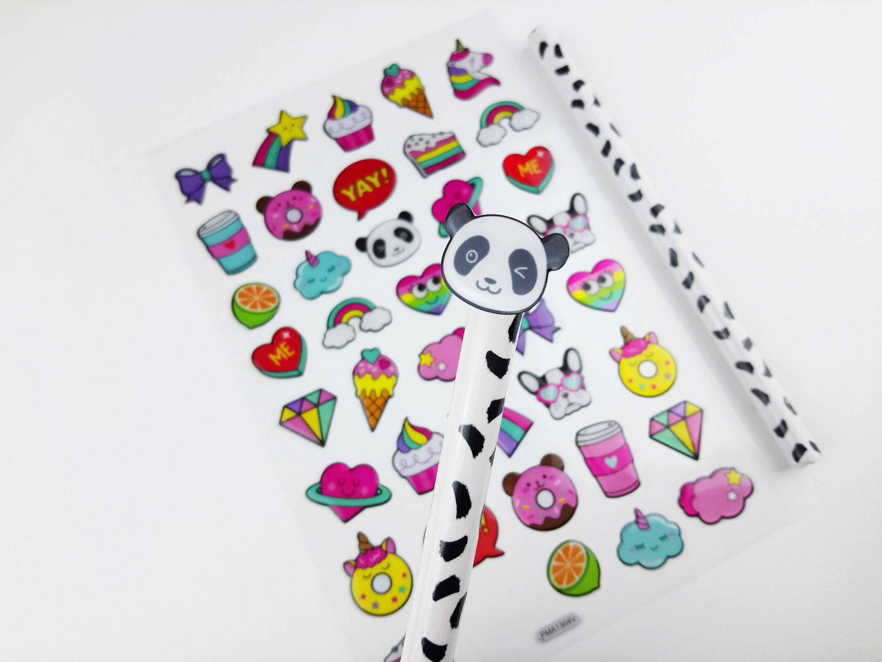 Panda Stickers Sheet Funky Summer Themed Stickers Puffy - Etsy