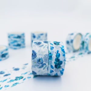 Blue Roses Washi Tape Set voor interieur, Floral Washi Tape - Decoratieve tape voor huwelijksuitnodigingen - Bullet Journal Flower Tape