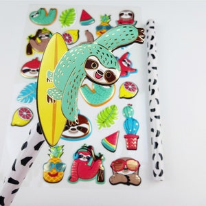 3D Sticker Sheet - geschwollenes Faultier Fun Sticker - Squishy Sticker - Planner Sticker - süße Kawaii - Sticker Sheet - Journaling