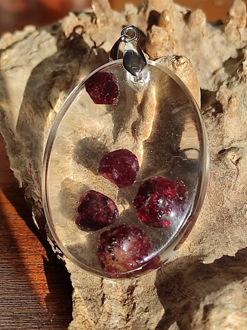 Natural Granate Pendant Necklace Gemstones