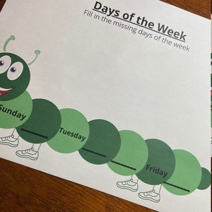 PRINTABLE Days of the Week Caterpillar Worksheet - Etsy Canada
