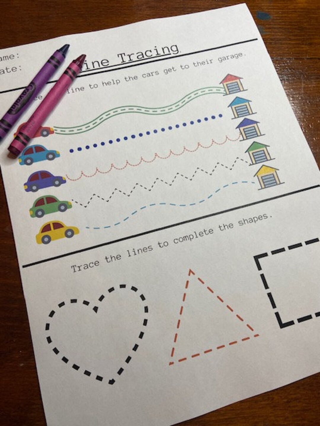 PRINTABLE Line Tracing Worksheet Etsy