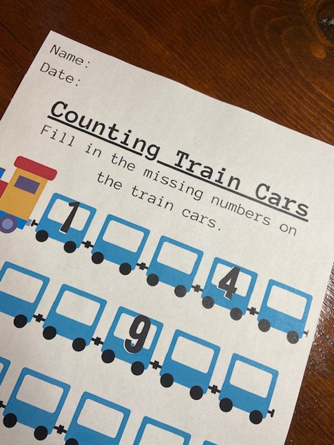 PRINTABLE Counting Train Cars Worksheet - Etsy