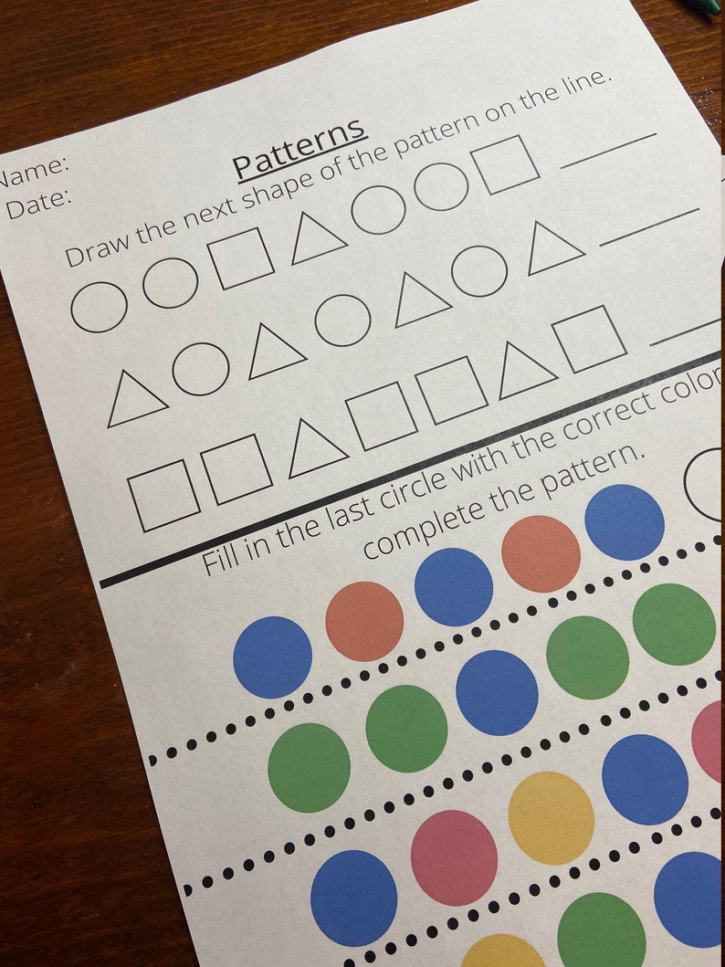 PRINTABLE Patterns Worksheet - Etsy