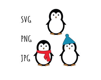 Penguin SVG digital files, Winter penguin SVG, Christmas Penguin SVG