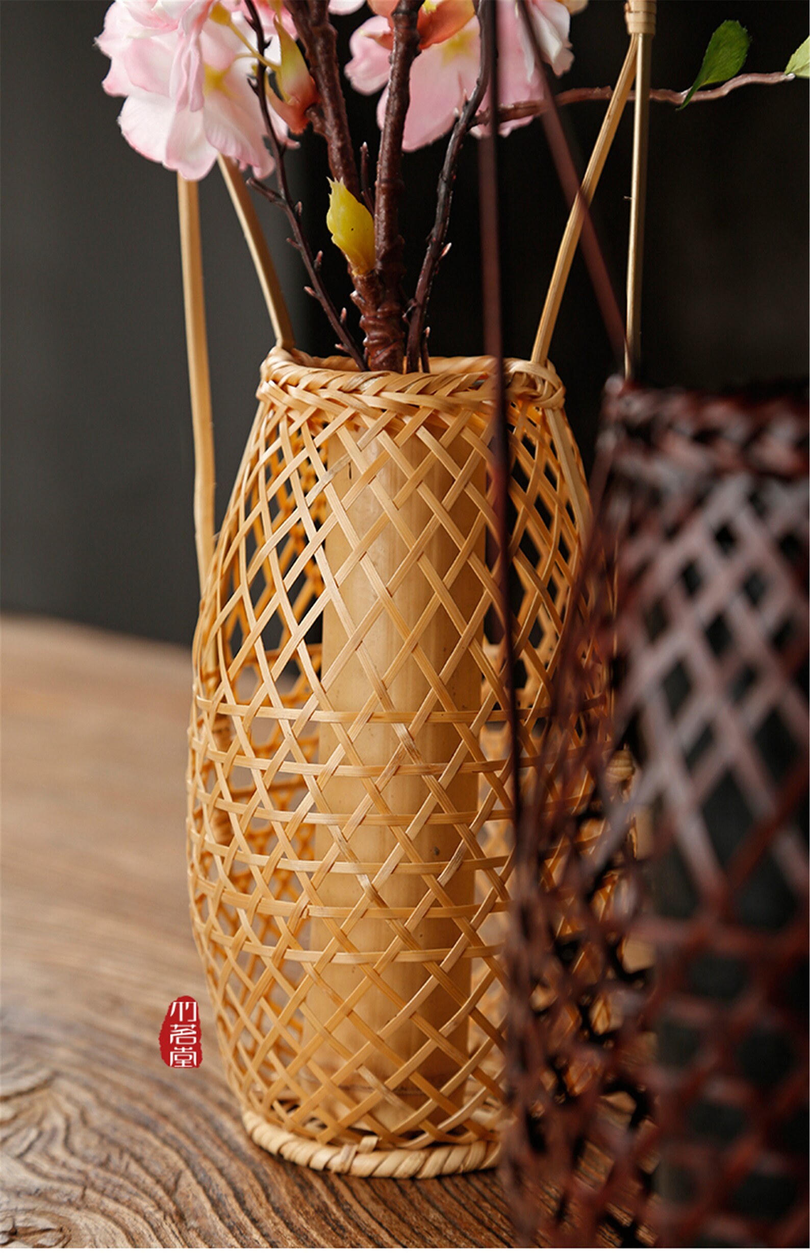 Vase en bambou fait à la main rétro floral salon arrangement Etsy