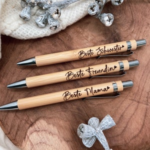 Gravierter Kugelschreiber aus Holz, Geschenk für beste Mama, beste Freundin, beste Schwester, Hebamme, Erzieherin, personalisierte Gravur