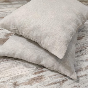 Linen pillow case with hidden zipper closure - Natural pillow cover - Standart King Euro Body Toddler linen pillowcase - Any custom size