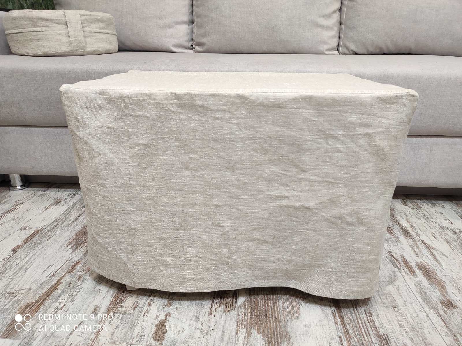 Ecofriendly Linen Ottoman Square Pouf Cover Without Bottom Etsy