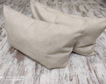 Natural Linen Pillow Covers - Throw Pillow Cover - Square Pillowcase - Heavy to medium density linen cushion cover - Any custom size