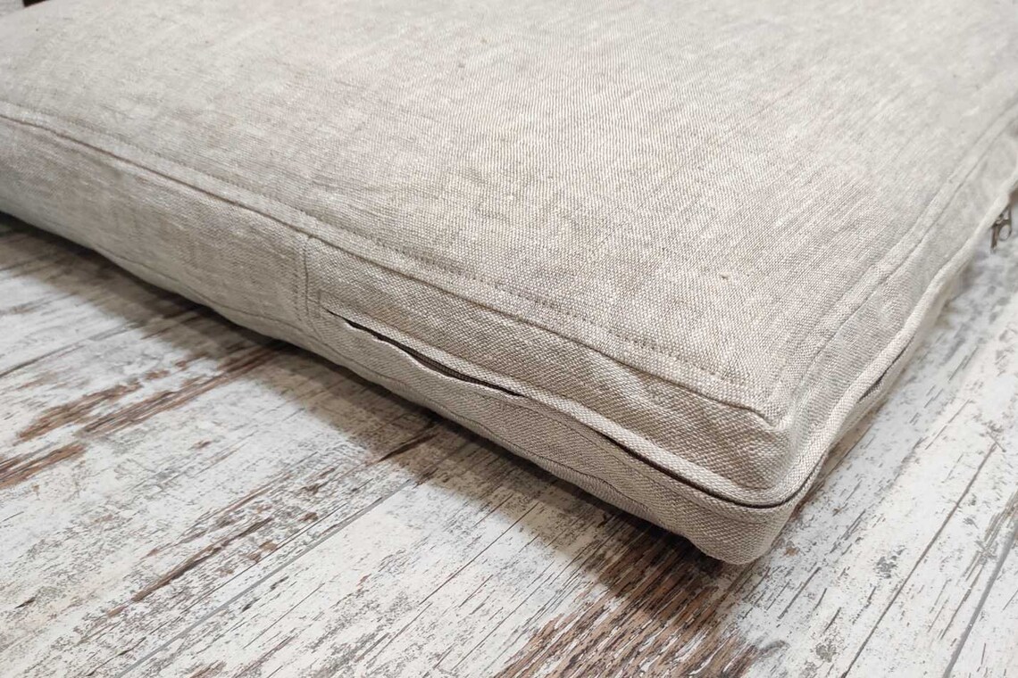 Fully Encased Zippered Natural Mattress Cover Linen Futon Etsy