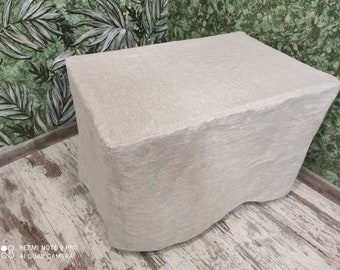 Eco-friendly linen ottoman square pouf cover without bottom any custom size