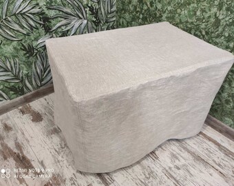 Eco-friendly linen ottoman square pouf cover without bottom any custom size