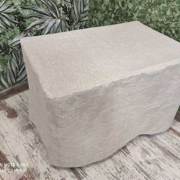 Housse de pouf carrée en lin écologique sans fond, toute taille personnalisée