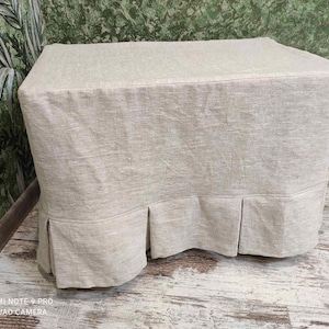 Linen cover for a pouf of medium density with corner pleats without a bottom, any non-standard size to order