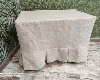 Linen cover for a pouf of medium density with corner pleats without a bottom, any non-standard size to order