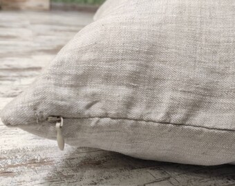 Natural not dyed 100% Linen pillowcase with the hidden zipper closure Pure flax linen pillow cover - ecological pillow - Any Custom Size