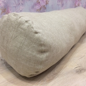 Linen bolster case with hidden zipper - Yoga bolster cover - Zippered linen case for round pillow - Decorative Long Round Cushion Cover