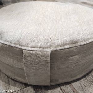 Kussenpoef linnen voor meditatie en yoga met katoenen inzetstuk gevuld met ecologische boekweitschillen, het beste cadeau voor vrienden van welke grootte dan ook.