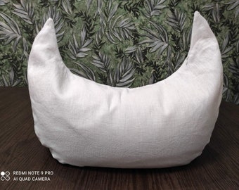Linen pillow for yoga meditation crescent moon with buckwheat husk