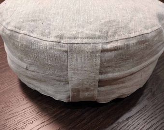 Linen fabric floor meditation cushion with liner and buckwheat husk. Yoga Meditation Cushion. Yoga pouf. Buckwheat husk pillow. Gift to yoga